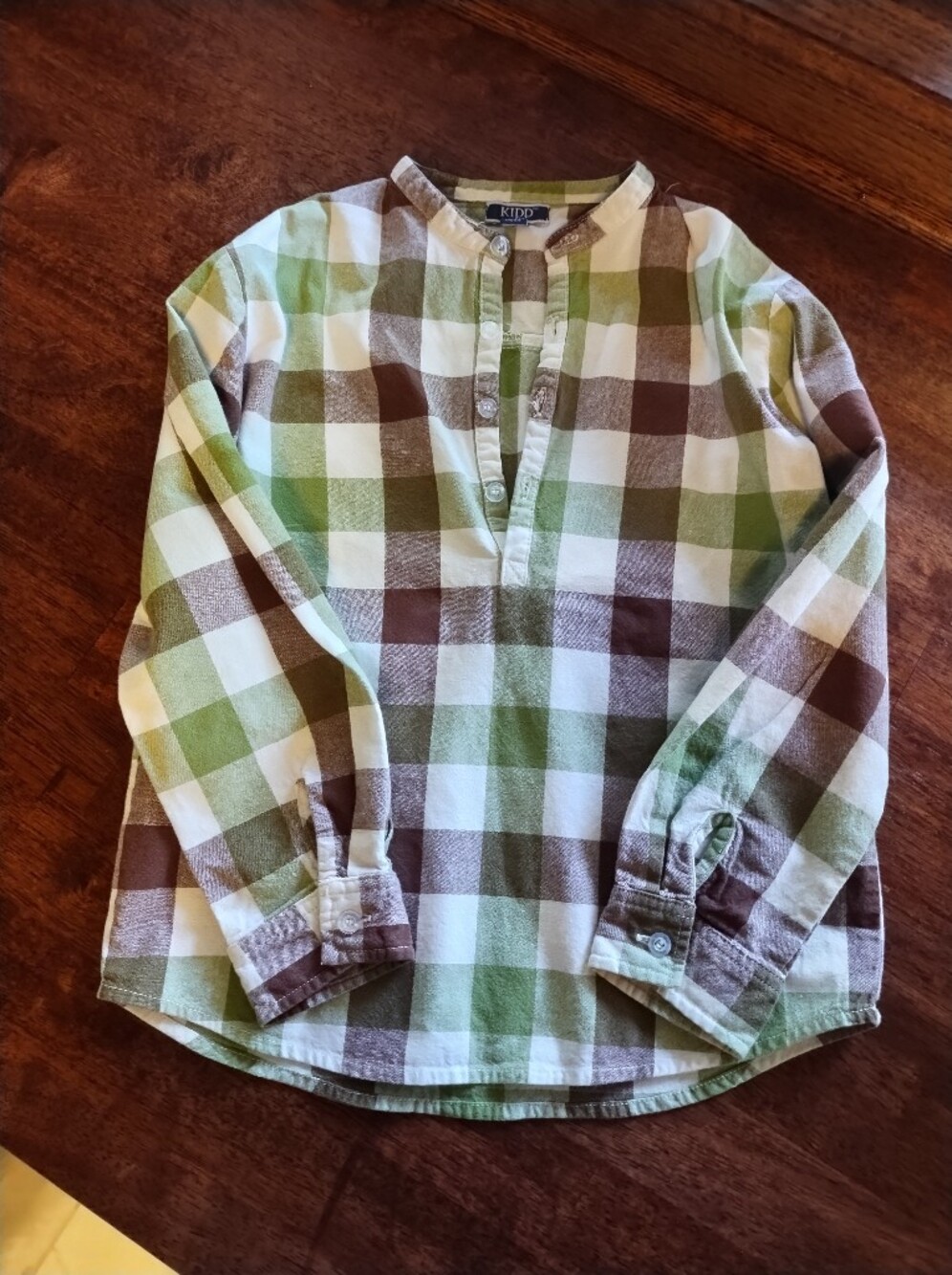 KIPP Green and Brown Buffalo Plaid Button-Up Shirt Boy's